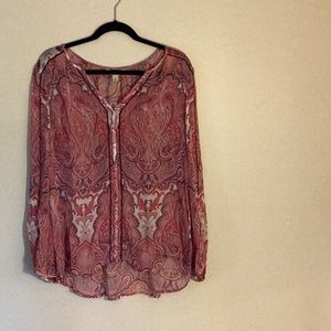 Lucky Brand Sheer Floral Blouse size M